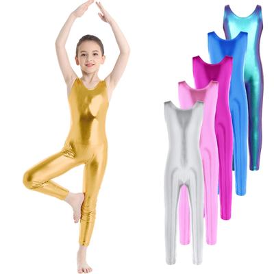 Gymnastikdräkter för flickor Ärmlös glänsande balettdansdräkt Atletisk jumpsuit Unitard Danskläder