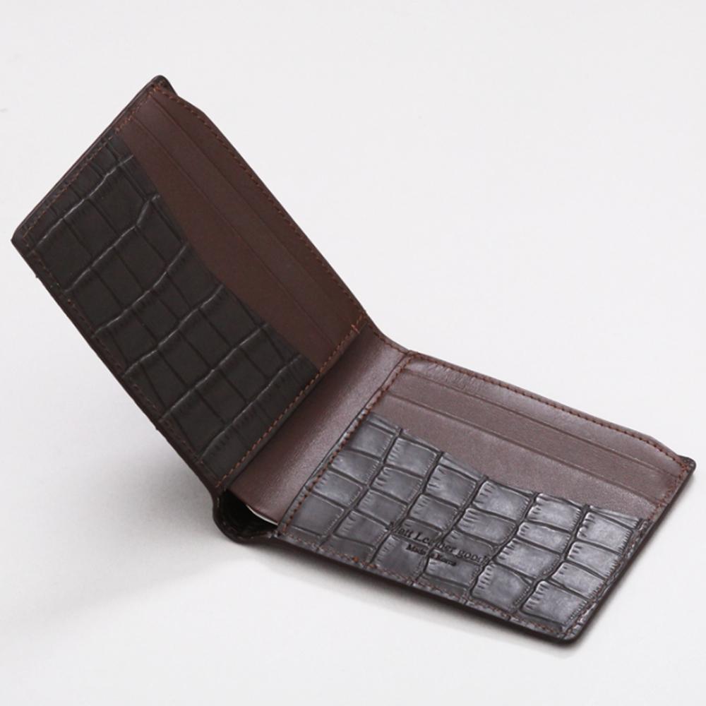 Matt Crocodile Cowhide Men'S Combination Wallet Dark Brown