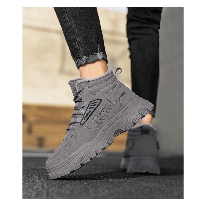 High-top Men's Fleece-lined Cotton Shoes, Casual Work Shoes for Men, Trendy Martin Boots, Cold-proof and Warm.
