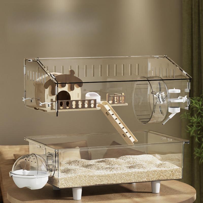 Transparent Hamster Cage Large Luxury Hamster Cages Hamsters Hideout House Accessories with Bathroom Hamsters Wheel Houses