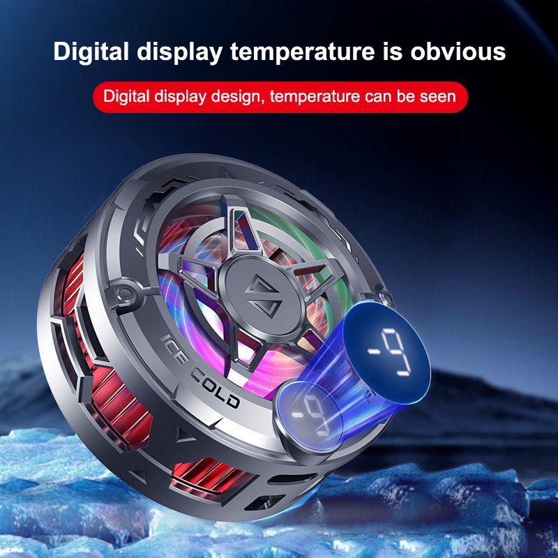 2In1 Universal Portable Magnetic Clip Semiconductor Phone Cooler Digital Display Rgb Light Cooling Fan For Phone
