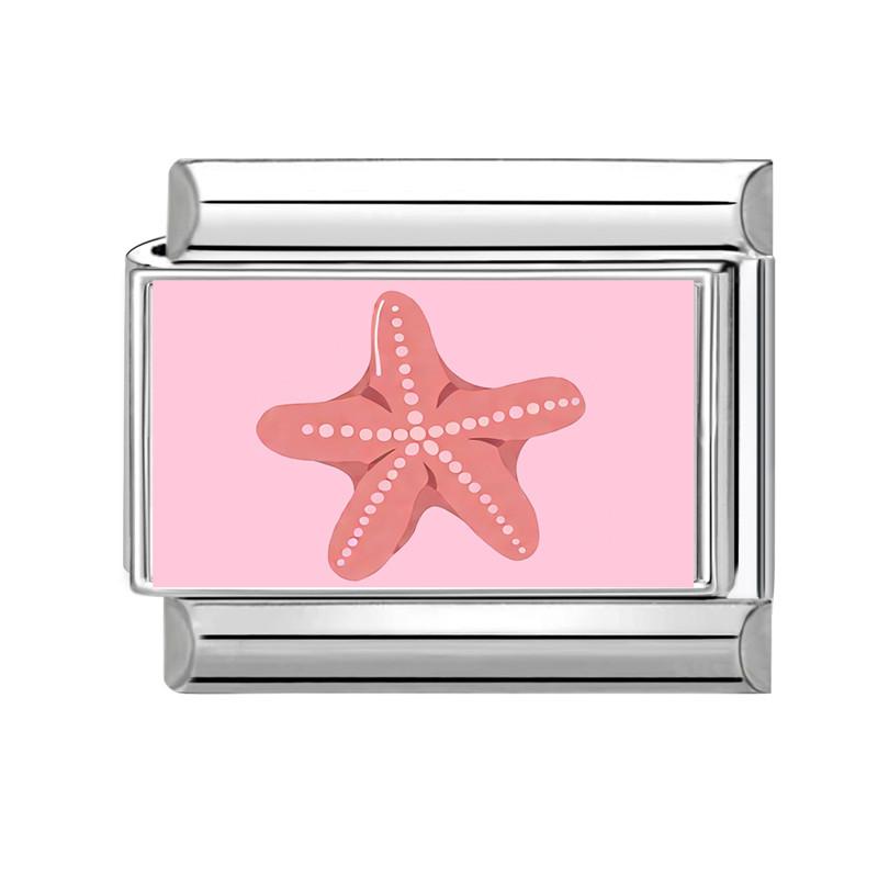 New Pink Sea Series Starfish Shell Crab Conch Italian Charm Links Fit 9MM Stainless Steel Bracelet Women Men DIY Making Jewelry