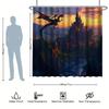 Castle Evil Dragon Shower Curtain Set - Flying to the Castle,  Polyester Fabric, Bathtub Partition, Modern Bath Decor