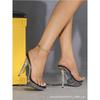 Eilyken Sexy Stiletto High Heels Women Slippers Fashion PVC Transparent Crystal Nightclub Wedding Stripper Shoes