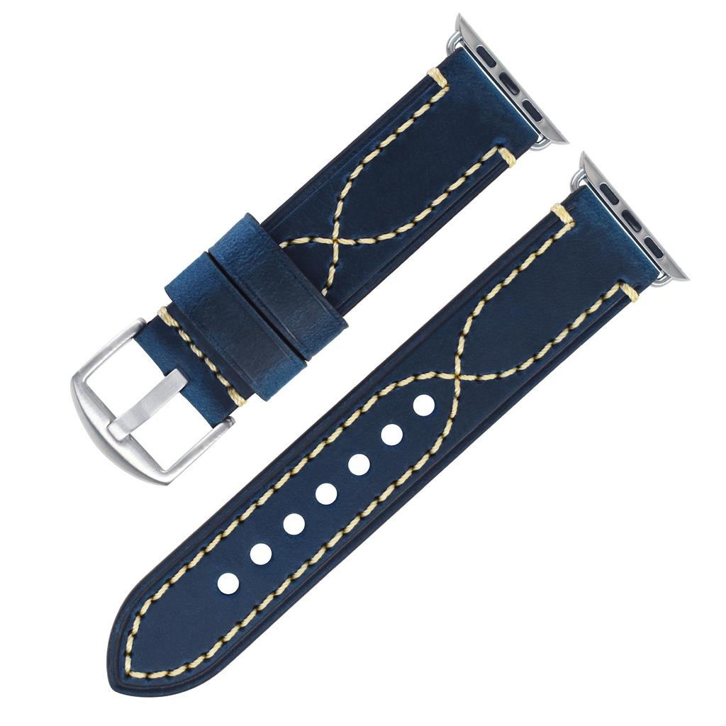 Apple Strap Apple Iwatch7 SE 6 5 4 Genuine Leather First Layer Stainless Steel Pin Buckle Leather Strap Men