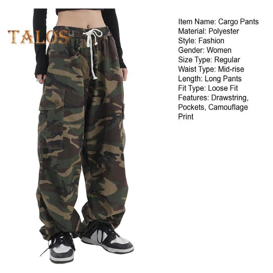 Pantaloni cargo pentru femei, cu talie elastică, cu șnur ajustabil, pantaloni casual, cu buzunare mari, pantaloni de agrement