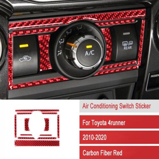 Red Carbon Fiber Interior AC Switch Cover Trim For Toyota 4Runner 2010- SU