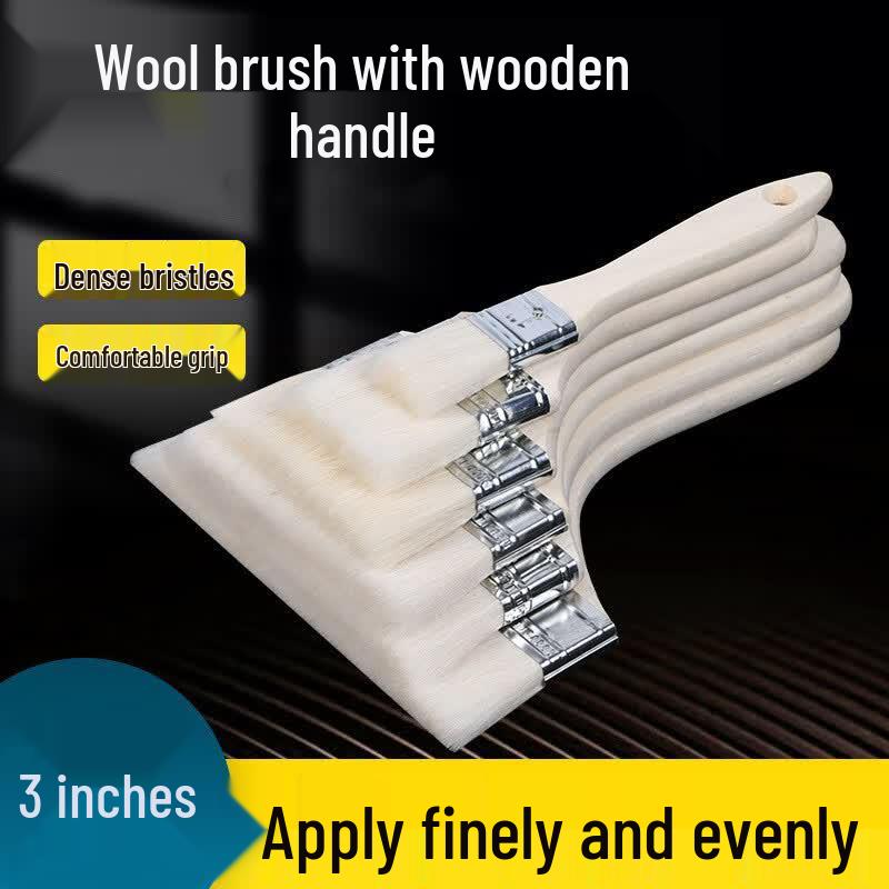 5-Pack 3-inch Soft Wool Paint Brushes with Wooden Handle
