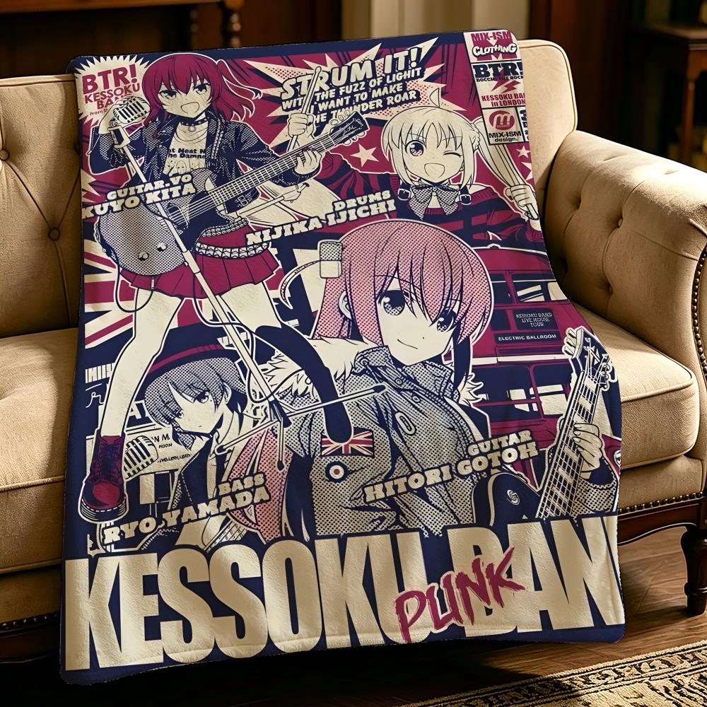 anime B-Bocchi the Rock-k Throw Thick Comfort Flannel Quilt, Multi-scene Use Indoor Outdoor Daily Nap