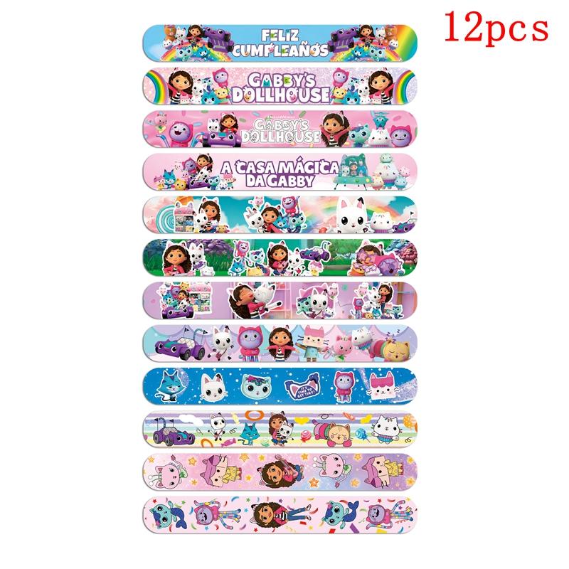 12/24 Stück Gabby's Puppenhaus Slap-Armband Niedliches Cartoon-Armband Weihnachtsstrumpf-Füller Geburtstagsfeier-Mitgebsel Schulpreise