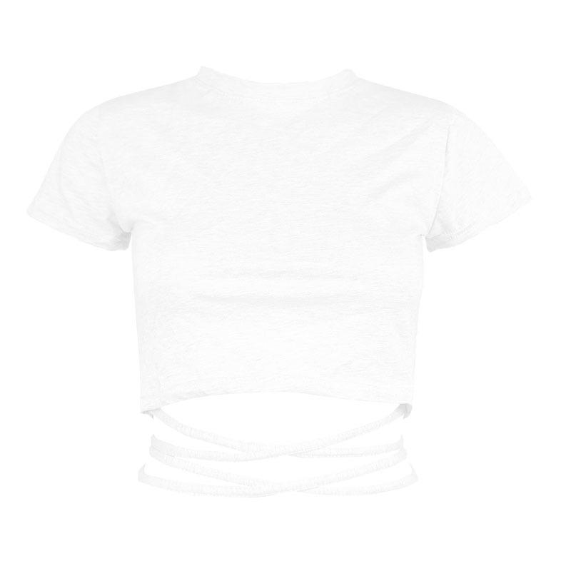 Trendy Evropský & Americký Dámský Zavazovací Bandážový Crop Top - Sexy, Zeštíhlující, Krátký Rukáv