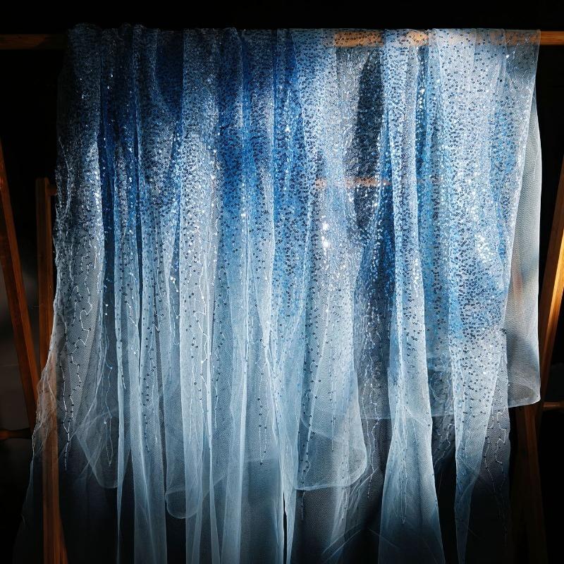 100/300/500cm Starlight Gradient Sequins Fabric Mesh Gauze Stage Dress Performance Dress Evening Wedding Dress Beaded Fabric