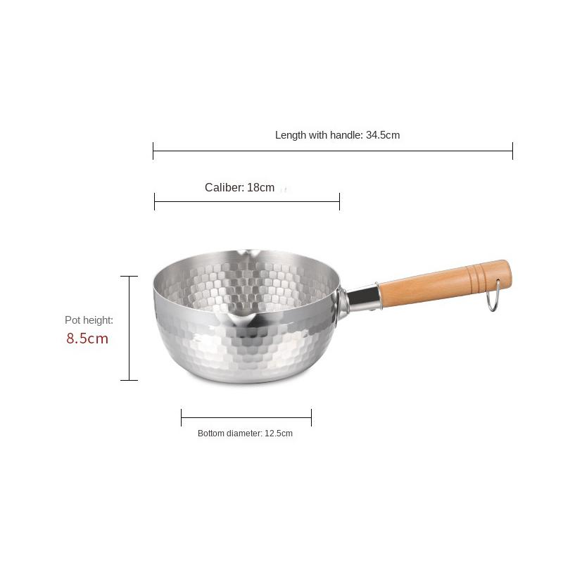 Japanese Snowflake Stainless Steel Pot Household Non-stick Uncoated Food Instant Noodle Cooking Pot with Pouring Spout Milk Pot