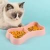 Household Pet Bowl Bone-shaped Double Bowl Cat Bowl Dog Bowl Cute Durable Shatterproof Blue Pink Dog Cat Food Dish