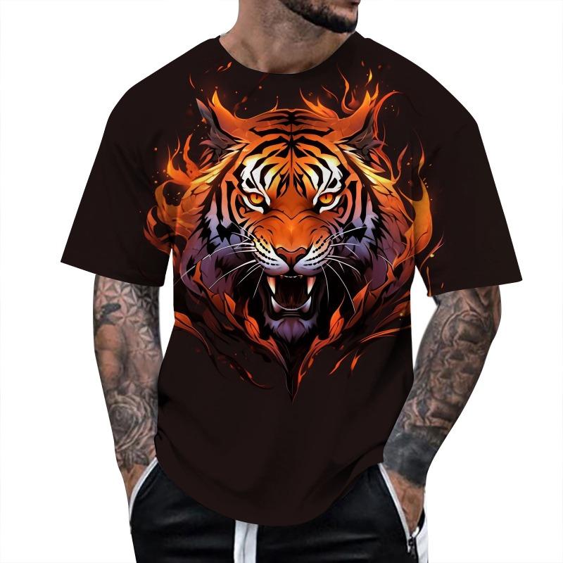 Summer Trend Short Sleeved 3D Digital Printed Animal Loose T-shirt Top