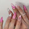 Almond Press On Nails Fake Nails Glossy Acrylic Artificial Nails Stick On Nails for Womens 24Pcs 12Sizes Glue On Nails