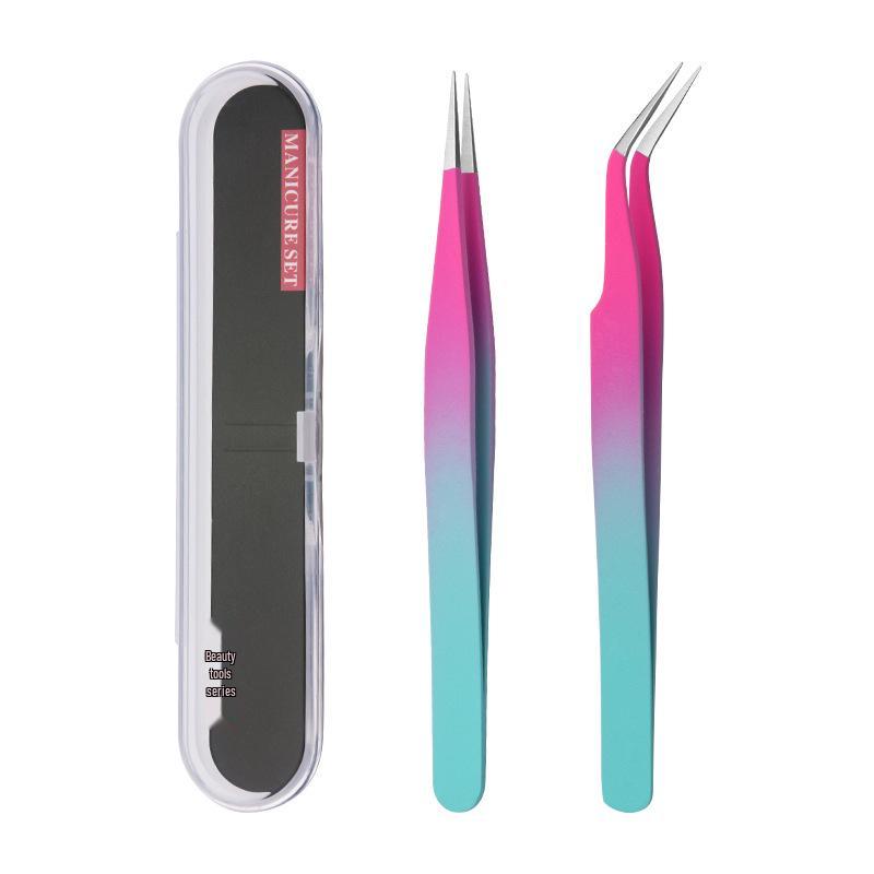 Nerezová ocel Zahnutá špička Pinzeta na prodlužování řas - Vysokohustotní Páv Motýl Kvetoucí Klip