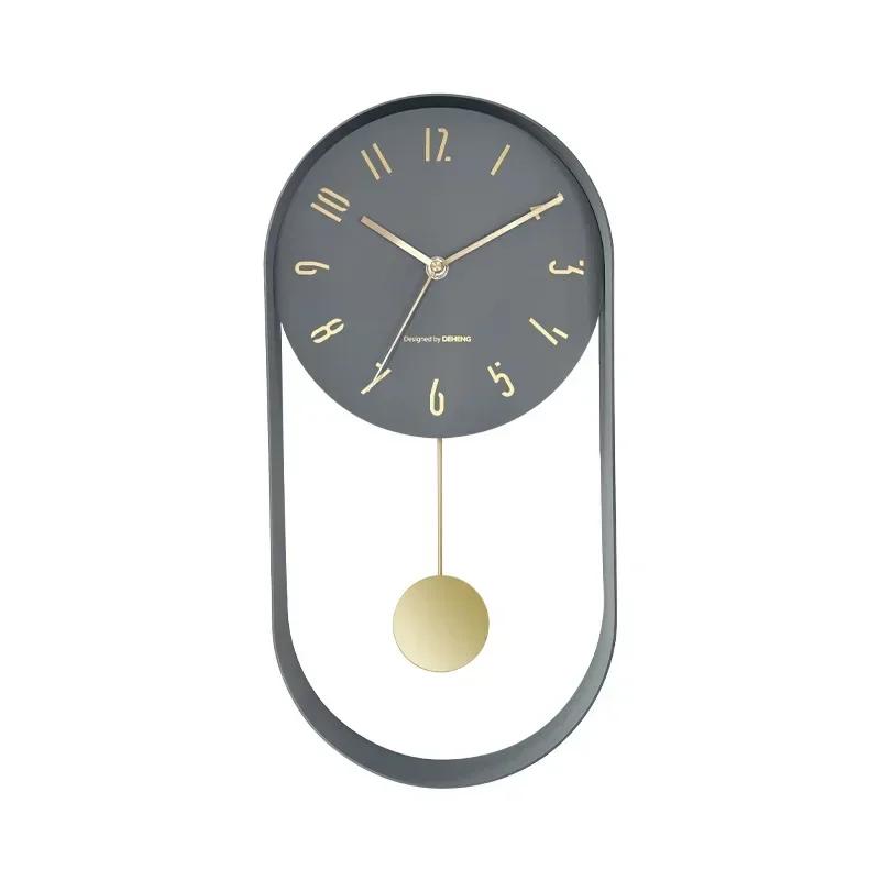 

Bedroom Living Room Modern Decoration Single Pendulum Battery Driven Non Ticking Swinging Wall Clock серый