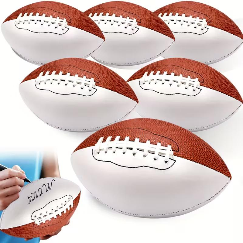 Nuove Taglie 3/6/9 Palloni da Football Americano Autografati Trofeo di Football Regalo Memorabile Bianco Vuoto Rugby Americano Adatto per Partite di Rugby