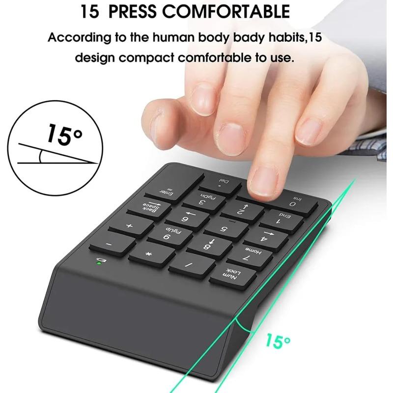 Wireless Numeric Keypad Mini Portable 18 Keys 2.4 G USB Receiver Financial Accounting Numeric Keypad for Laptop, PC, Desktop