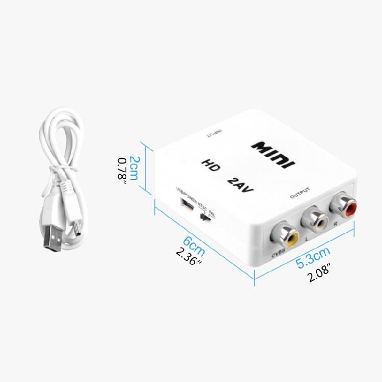 Portable Vedio Converter Box HDMI-compatible to AV 3RCA Adapter 1080P NTSC PAL