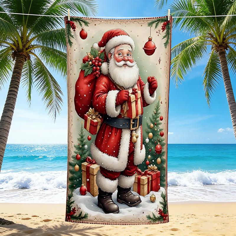 1Pc Christmas Santa Claus Gifts Beach Towel Quick Dry Multiuse For Beach Pool Gym Yoga Home Travel Christmas Halloween Xmas Gift S1186