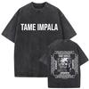 Camisetas Vintage Lavadas Tame Impala Deadbeat Tour 2026 Masculinas Hip Hop Gótico Manga Curta Camisetas Casuais Moda 100% Algodão