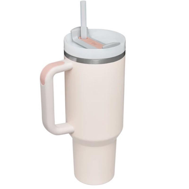 40oz Stainless Steel Insulated Travel Mug with Handle and Straw