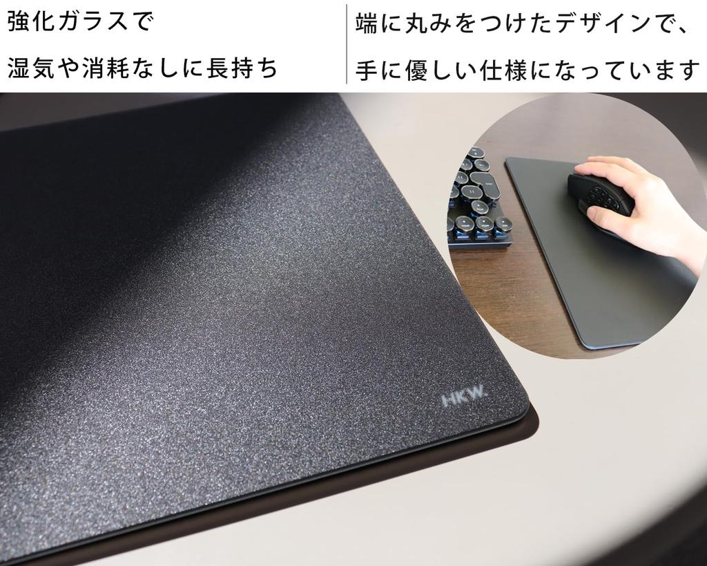 HKW Glass Mouse Pad Gaming Mouse Pad with quiet special glass surface for improved precision and rounded edges for easy Anti-Slip Surface,