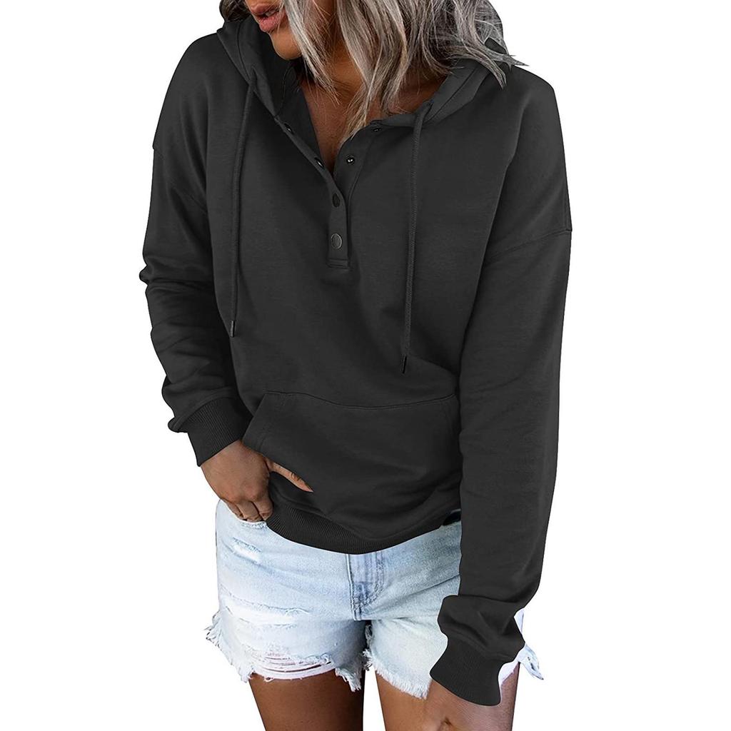 European & American Women's 2021 Long Sleeve Casual Hooded Sweatshirt with Drawstring & Pockets