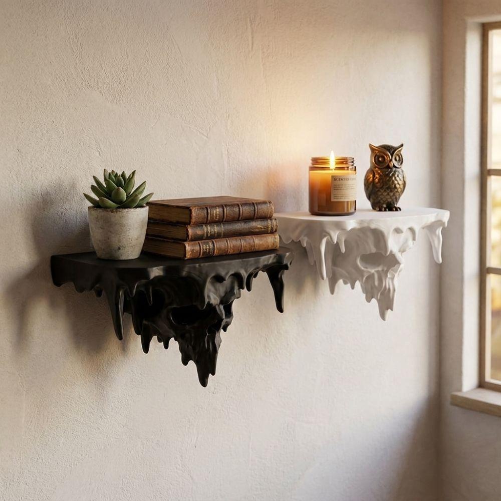 Plastic Skull Drip Floating Shelf Dark Gothic Wall-Mounted Display Stand Living Room
