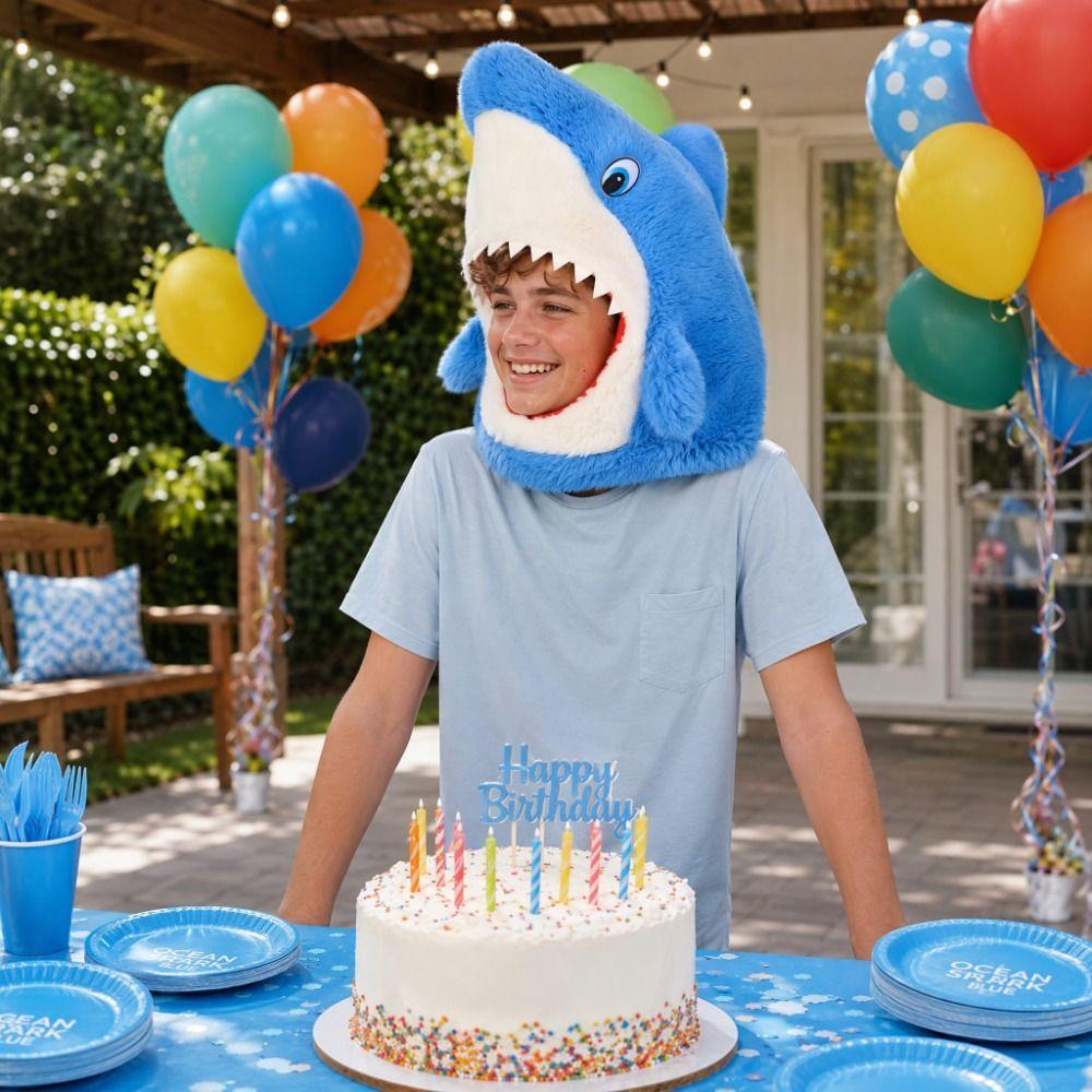 Creative Shark Head Cover Cartoon Halloween Headgear Gift Plush Animal Cap Carnivals