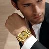 Square Watch with 3ATM Water Stainless Steel Analog Quartz Simple and Stylish Business Watch A Great Gift for and Day Men's Calendar, Gold