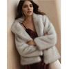 Women's fur coat imitation fox fur coat winter casual warm trench coat party style fluffy shawl jacket