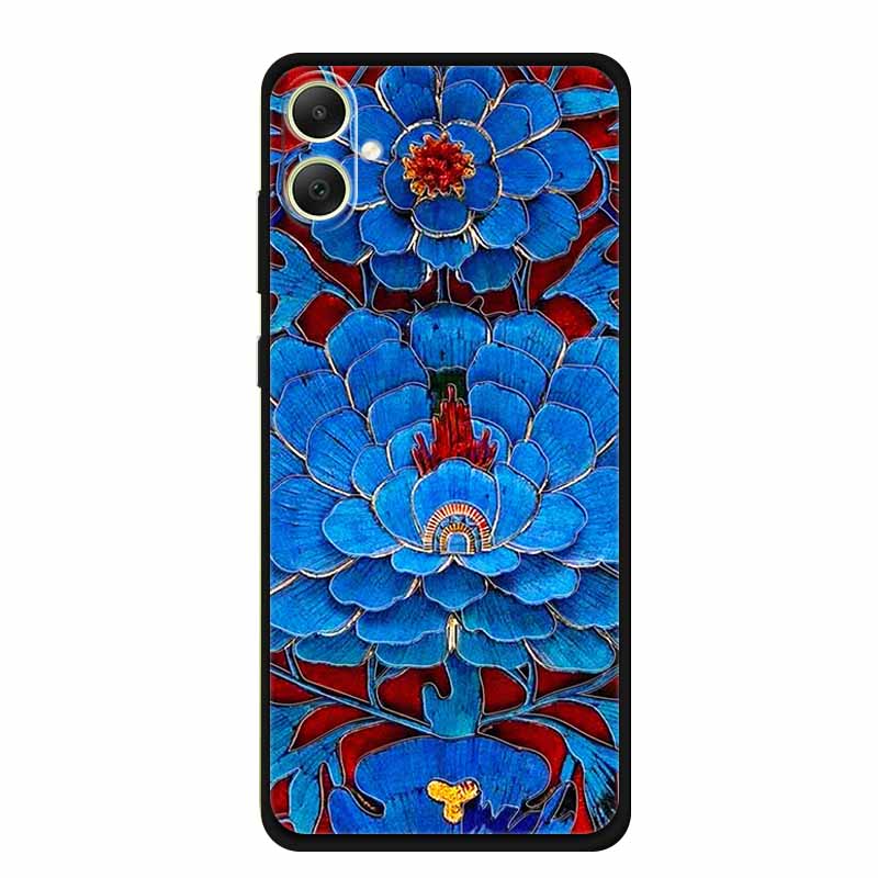 3D Emboss Case For Samsung Galaxy A06 M06 F06 A05 M05 F05 Phone Case A 06 M 05 Flower Black Silicone Soft Back Cover Coque Funda