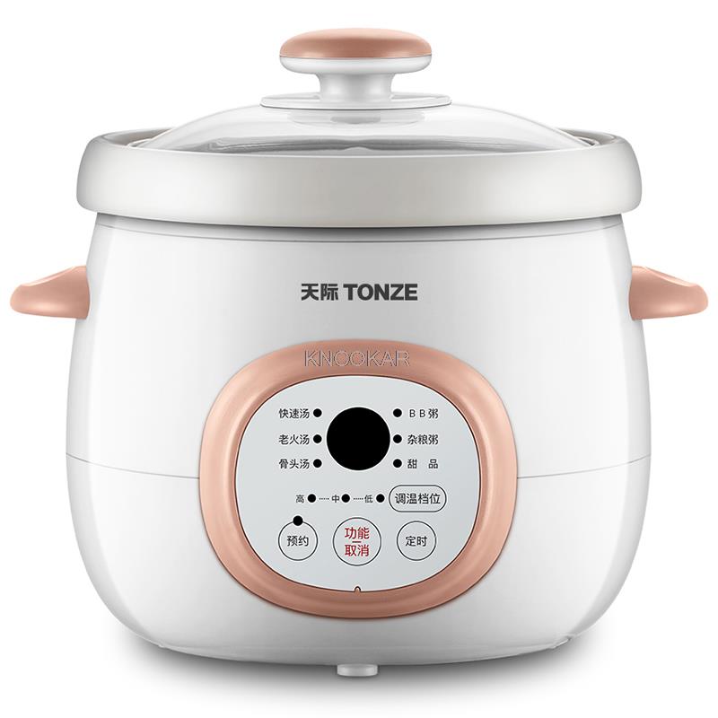 1.5L Ceramics Slow Cooker Water Stew Pot 160W Smart Reservation+Timing Electric Slow Cooker Automatic Insulation Anti-dry