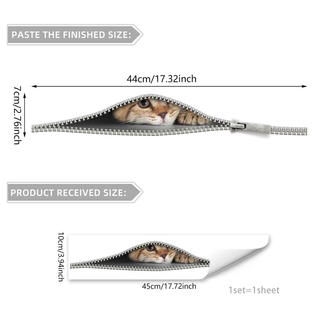 Y17643D Zipper Kitten Creative Toilet Sticker Personalized Home Decoration Self-Adhesive, Large Amount Can Be Negotiated