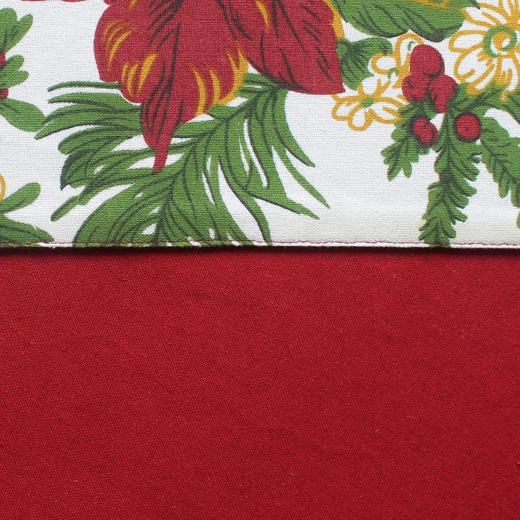 Cotton Maroon Flower Designed Floral Pattern Table Runner Length 152cm (Red, Pack of 1)