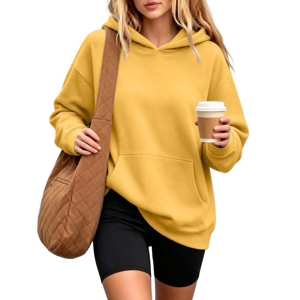 Damen Kapuzenpullover Sweatshirt mit Tasche Langarm Lässig Bequem