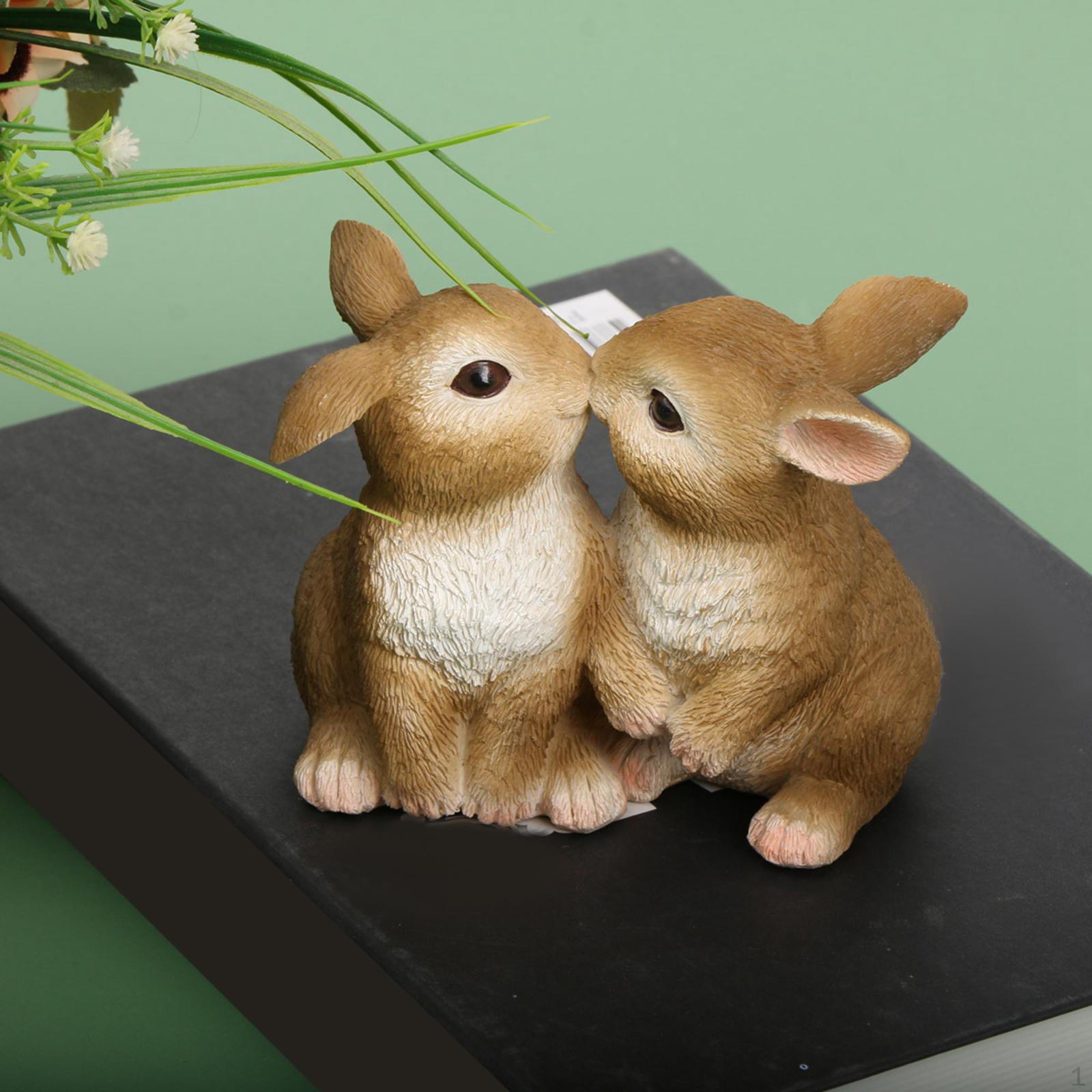 

Фигурка кролика, украшение из смолы, 10,5x9 см, декоративная сказочная садовая скульптура для садоводства коричневый