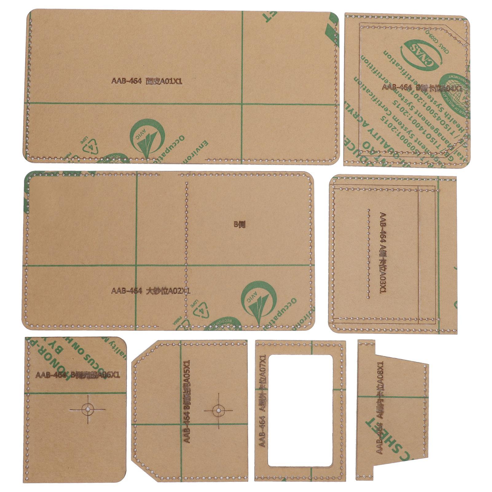 

8Pcs Acrylic Template DIY Hand Made Short Wallet Leather Pattern Mold Craft Tools