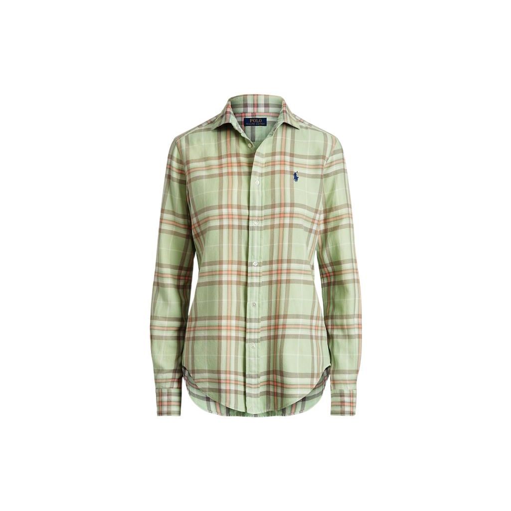 

Polo Ralph Lauren Ss23 Клетчатая однобортная рубашка с длинным рукавом для женщин Зеленый WMPOSHTNDO20103-999 M