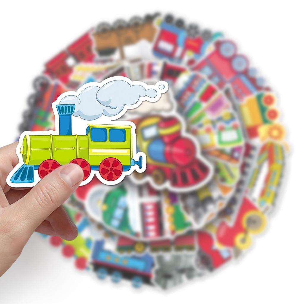 50 Cartoon Train Stickers for Skateboards, Luggage, Laptops, Cars, and Motorcycles