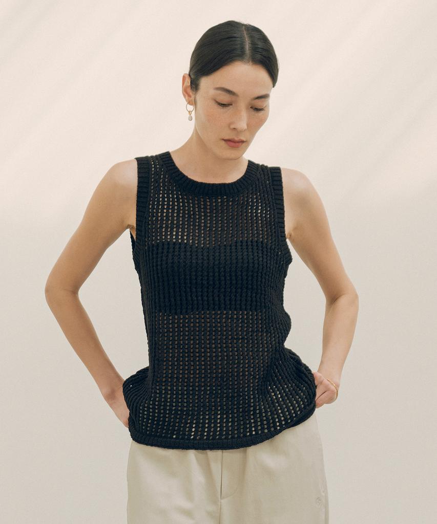 Siyajyu Sikn2117 Punched Knit Sleeveless_Black
