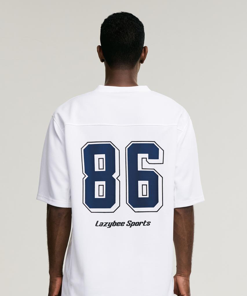 Leijibi Mixed Mesh Rugby Jersey Top Oversized Short Sleeve M Athletic Short Sleeve T-Shirt White
