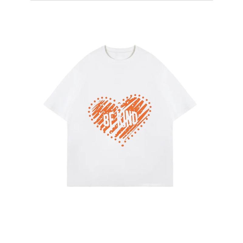 Oversized T Shirt White Be Kind Heart Print Graphic Tee For Casual Wear And Everyday Style