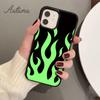 Cool Green Red Flames Phone Case for iPhone 11 12 13 14 Pro Max mini X XR XS SE 2020 5 6S 7 8 Plus Samsung Galaxy S21 S22 Cover
