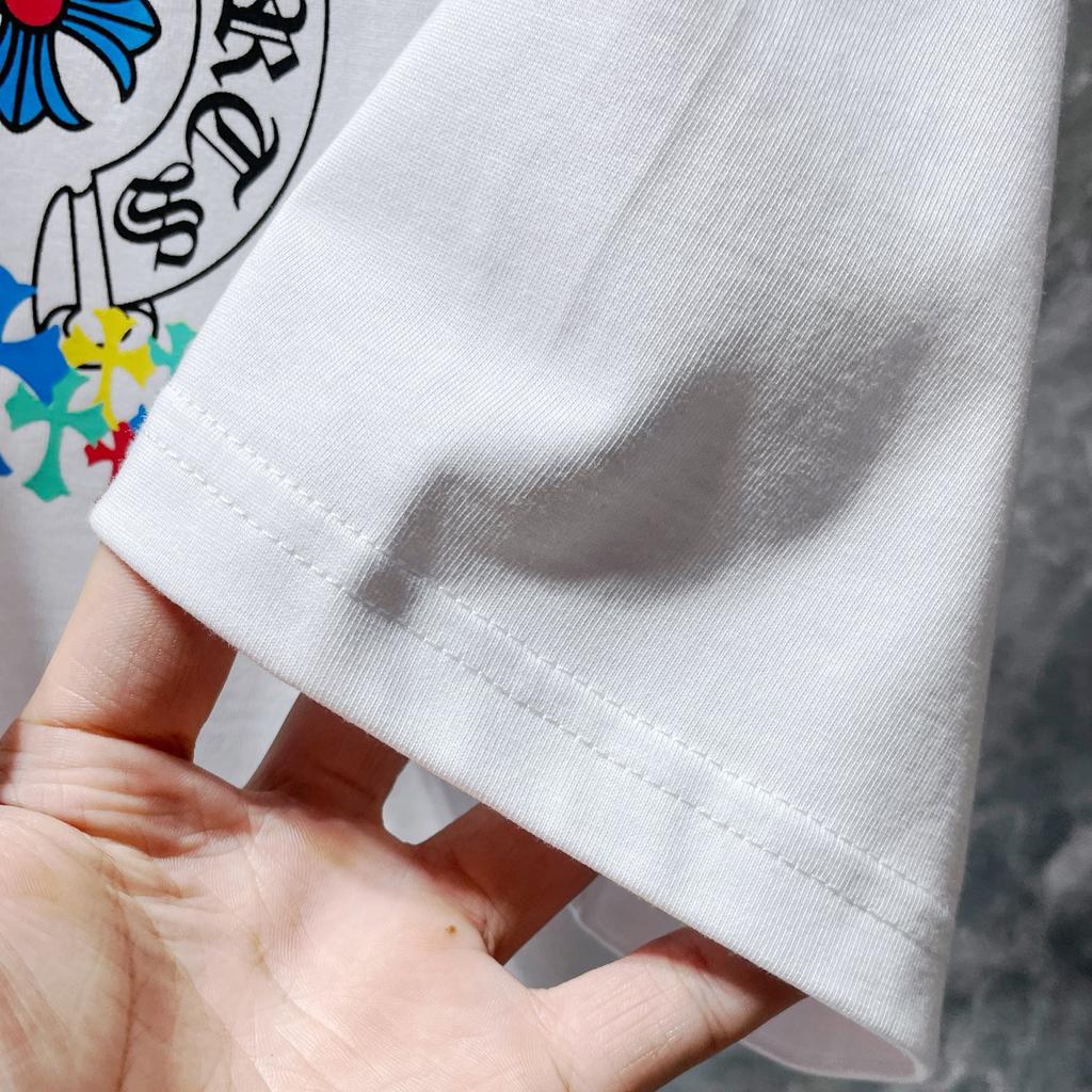 8708 CHROME HEARTS 2026 Summer New High Quality Cotton Round Neck Loose Large Size Men's and Women's T-shirt Couple T-shirt