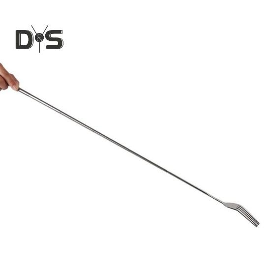 2Pcs Stainless Steel Telescopic Fork Extendable Long Handle Food Grade Dishwasher Safe Portable Grilling Fork Utensil Cutlery Barbecue Tool