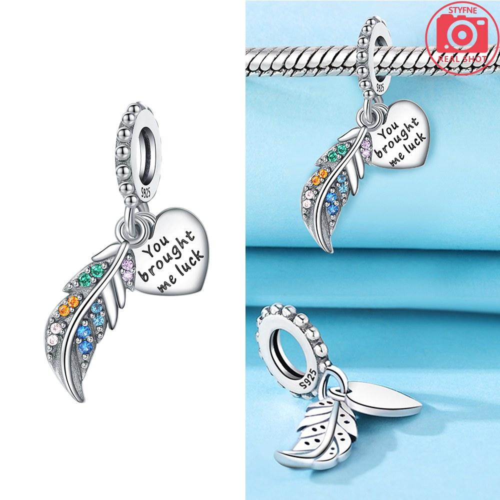 Colorful Lucky Feather Pendant Copper Colors For Charms Copper Colors Original Bracelet For Jewelry Making